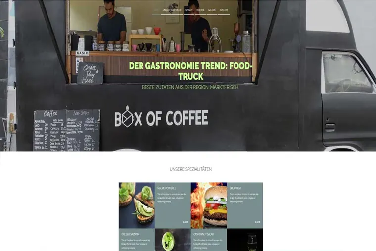 Moderne Website-Vorlage für Foodtruck