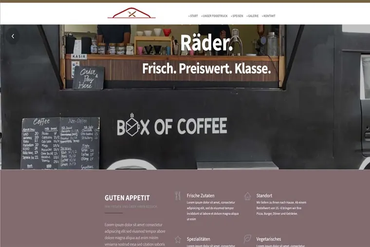 Foodtruck-Website-Vorlage für Party- und Cateringservice