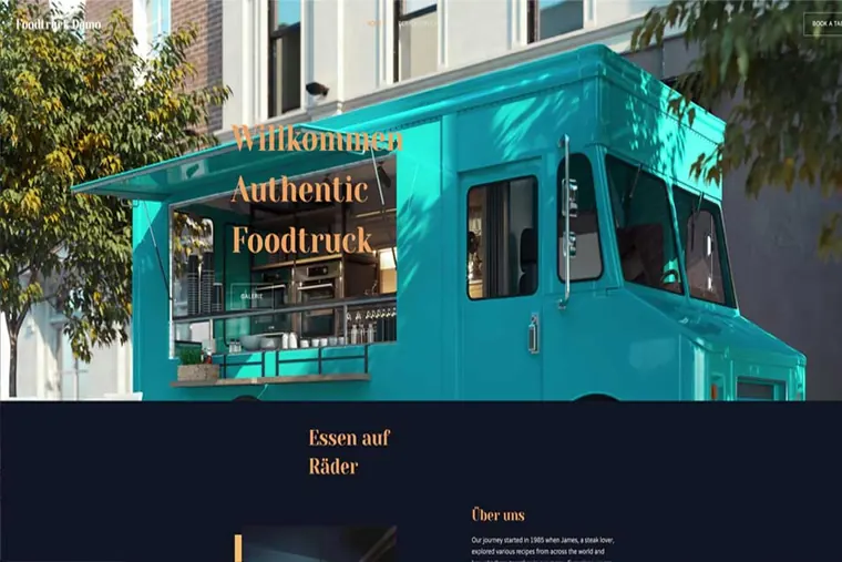 WordPress-Vorlage für Foodtruck mit Formular zur Anmietung