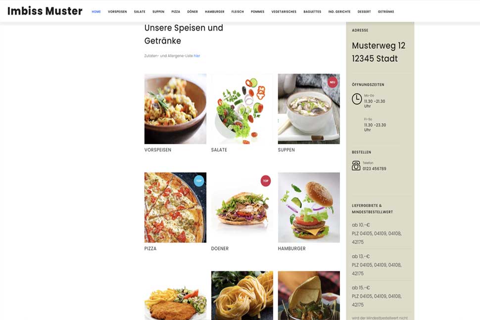 Lieferdienst Homepage Demo