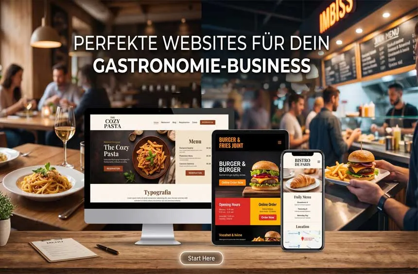 Gastronomie-Website auf Desktop, Tablet und Smartphone